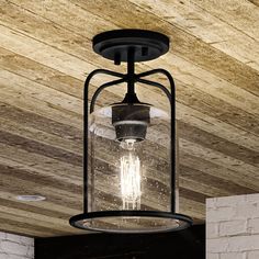 An UHP1305 Farmhouse Outdoor Ceiling Light 11.625''H x 8.5''W lighting fixture with a glass shade by Urban Ambiance. Outdoor Ceiling Light, Porch Light Fixtures, Pier Light, Farmhouse Outdoor, Urban Rustic, Outdoor Ceiling, Outdoor Light Fixtures, Tiffany Lamps, Outdoor Pendant