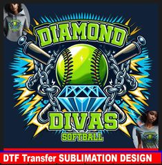 the diamond softball softball t - shirt design is available for sublimation and print