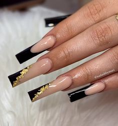 Black Acrylic Nail Designs, Gold Acrylic Nails, Tapered Square Nails, Black Acrylic Nails, Colored Acrylic, Colored Acrylic Nails, Long Acrylic Nails Coffin, Acrylic Nails Coffin Pink, Nail Tattoo