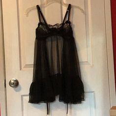 32a Black Babydoll From Honey Birdette’s Layla Collection Underwire For Support Hook & Eye Fastening Tie Back Black Coquette Evening Sleepwear, Black Babydoll, Honey Birdette, Dream Style, Hook Eye, Tie Backs, Tie Back, Anime Demon, Women's Intimates