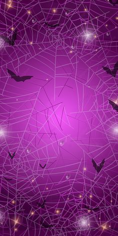 a purple background with lots of bats flying in the air and some stars on it