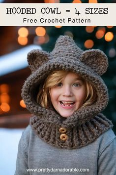 Make your little one extra cozy with this free crochet hooded bear cowl pattern! 🐻 This easy-to-follow pattern is perfect for beginners and adds a fun, whimsical touch to any outfit. Whether it's for chilly days or dress-up, this cute cowl will be a hit. Get the pattern and start crocheting today! Crochet Animal Cowl Pattern Free, Super Bulky Yarn Patterns Crochet, Hooded Cowl Crochet Pattern, Hooded Cowl Pattern, Crochet Hooded Cowl, Crochet Cowl Free Pattern, Crochet Hood, Hood Pattern, Hooded Cowl