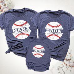 Matching Family Baseball Shirts, Baseball Mama Mini Shirt, Dada Mini Shirt, Personalized Baseball Tee, New Dad New Mom Gift Baseball Outfits. Hello, Welcome to Blue Unique Boutique, your destination for unique and handcrafted shirts! I'm Eve! I have been thinking about creating my business for a long time and now I have taken the first step towards it and it gives me excitement. As a small business, I take pride in creating unique designs from the comfort of our homes. Each shirt is carefully cr Blue Family Matching Short Sleeve Tops, Short Sleeve Cotton Tops For Baseball Season, Family Matching Short Sleeve Shirt With Funny Print, Blue Letter Print Top For Baseball Season, Blue Family Matching Tops With Funny Print, Blue Tops With Funny Print For Family Matching, Family Matching Short Sleeve Tops With Letter Print, Family Matching Tops With Letter Print And Short Sleeves, Blue Short Sleeve Shirt For Baseball Season