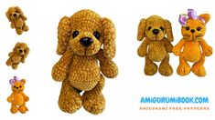 there are many different types of stuffed animals on this page, including dogs and cats