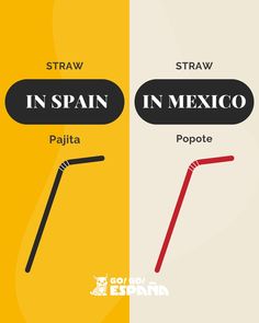 two different types of straws with the words in spanish and mexican writing on them