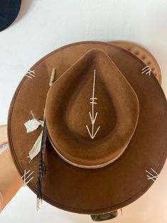 Boho Western Fedora - Etsy Tulum Style, Cowboy Hat Design, Hat Bar, Calligraphy Signs, Hat Bands, Boho Hat, Head Pieces, Hat Ideas, Hat Design