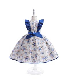 Get 10% off now! Buy blue floral prints party dress for children at cheap price online. Free stable shipping and pro custom service since 2009. Blue Floral Dress For Kids, Flower Princess Dress, Floral Print Party Dress, Flower Princess, Trendy Kids Outfits, Trendy Kids, Wholesale Dress, Lovely Dresses, Little Princess