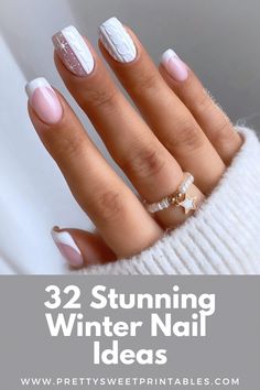 32 Classy Winter Nail Designs To Try This Chilly Season | Pretty Sweet Printables Square Nails For Winter, December Nails Neutral, Ballerina Winter Nails, Squoval Nails Winter, Neutral Winter Nail Designs, Nail Colors Winter 2024, Nails Acrylic Winter Classy, Classy Winter Nails Short, Early Winter Nails