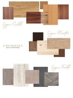 the different types of wood flooring are shown in this graphic style, including various colors and