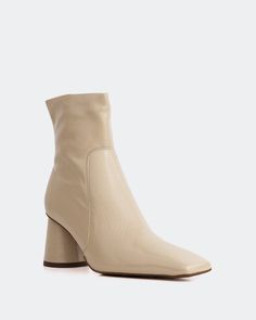 Detail(s): Square Toe 2.75” Cylindrical Heel Side Zipper Closure Material(s): Leather Naplack Upper Leather Lining Leather Padded Insole Handmade in Spain Color(s): Cream Women Ankle Boots, Side Zipper, Ankle Boot, Ankle Boots, Genuine Leather, My Style, Cream, Handbags, Heels