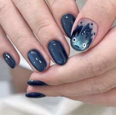 Astral Nail Art, Ponyo Nails Art, Studio Ghibli Nail Designs, Howls Moving Castle Nails Simple, Ceramic Nails Design, Japanese Winter Nails, Ghibli Inspired Nails, Studio Ghibli Nails Simple, Orca Nails