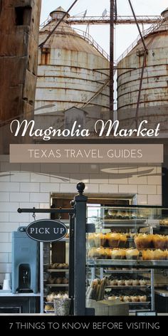 the front cover of a restaurant called magnolia market texas travel guides, with donuts on display