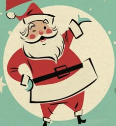 a santa clause is holding a bag and pointing to the side with his right hand