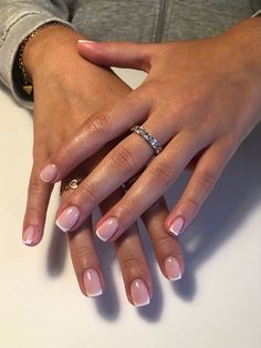 French Tip Nails Not Acrylic, Biab French Nails, French Nails Gel Short, French Squoval Nails, French Nails Biab, Short Biab Nails French, Gel French Tip On Natural Nails, French Nails On Natural Nail, Natural Nail French Manicure