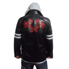 New Prototype Alex Mercer Cosplay Costume Embroidered Jacket PU Leather Coat  Spring/Autumn Jacket Winter Hooded Anime Cosplay Costume, Long Sleeve Techwear For Cosplay, Long Sleeve Techwear Outerwear For Cosplay, Techwear Long Sleeve Outerwear For Cosplay, Winter Anime Cosplay Costume With Hood, Black Hooded Anime Outerwear, Black Anime Style Hooded Outerwear, Black Anime Hooded Outerwear, White Hooded Outerwear For Cosplay