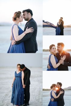 a couple embracing each other on the beach