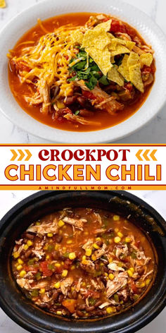 Savor this Crockpot Chicken Chili, the ultimate easy winter recipe! This kid friendly slow cooker dish includes chicken, beans, corn, and taco seasoning, creating a tasty Tex Mex meal and a family favorite. Enjoy this yummy comfort food today!