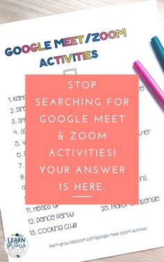 the google meet / zoom activity is here to help kids learn how to use it