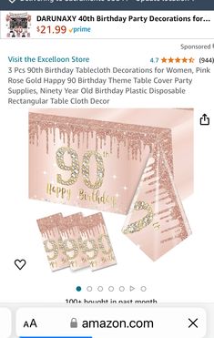 an amazon gift card for 30th birthday with pink and gold decorations