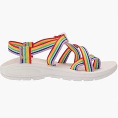 Brand New (No Box) Madden Girl Women's Sun Rainbow And White Summer Sport Sandals. Women's Size 8.5. New To Poshmark? Sign Up Using Invite Code: Tentoday For $10 Off Your Purchase! New To Poshmark? Sign Up Using Invite Code: Tentoday For $10 Off Your Purchase! Casual Career Professional Work Everyday Classic Office Comfort Date Night Out Modern Summer Winter Fall Spring Blogger Casual Minimalist Trends Trendy Favorite Fashion Comfortable Every Day Wardrobe Staple 90s 90's Y2k Ballet Flats Slip O Multicolor Sport Sandals With Cushioned Footbed For Spring, Adjustable Multicolor Sport Sandals For Spring, Spring Multicolor Adjustable Sport Sandals, Multicolor Sport Sandals With Cushioned Footbed, Multicolor Sport Sandals With Cushioned Footbed And Round Toe, Adjustable Multicolor Synthetic Sport Sandals, Adjustable Multicolor Sport Sandals With Round Toe, Rainbow Round Toe Sandals For Spring, Casual Rainbow Round Toe Sandals