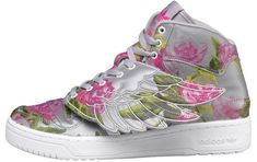 adidas Adidas JS Wings 3M 'Floral' Multi Solid Grey Sneakers/Shoes Jeremy Scott Adidas, Adidas Low, Adidas Floral, Floral Sneakers, Branded Clothing, Jeremy Scott, Grey Sneakers, Stylish Sneakers, Sneakers Shoes