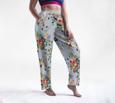 Cozy comfort in an old fashioned floral Chintz  ... wear them from the couch to the grocery store! Never again sacrifice comfort for style! Custom printed peach skin lounge pants, available in 5 unisex sizes, will have you covered in both departments. - glam sweat pants! - Made from ultra soft peachskin jersey in 92% polyester and 8% spandex - Available in 5 unisex sizes, in regular and tall lengths, to fit a variety of bodies - Fully printed 1.5" wide elastic waistband - Convenient front side p Relaxed Fit Floral Bottoms For Loungewear, Stretch Floral Print Loungewear Pants, Stretch Floral Print Pants For Loungewear, Floral Print Stretch Bottoms For Loungewear, Floral Print Full-length Loungewear Pants, Floral Print Straight Pants For Loungewear, Straight Pants With Floral Print For Loungewear, Floral Print Full Length Loungewear Bottoms, Fade Cut