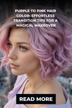 Woman with purple to pink transitioning hair. Effortless makeover tips. Hair Color Transformation, Pink Hair Dye