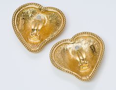 Yves Saint Laurent YSL Gold Tone Heart Earrings Formal Heart-shaped Clip-on Earrings, Heart-shaped Clip-on Earrings For Formal Occasions, Heart Shaped Clip-on Earrings For Formal Occasions, Elegant Gold Clip-on Heart Earrings, Gold Heart-shaped Clip-on Earrings For Anniversary, Gold Clip-on Heart Earrings For Anniversary, Gold Heart-shaped Clip-on Earrings For Wedding, Gold Clip-on Heart Earrings For Valentine's Day, Gold Heart-shaped Clip-on Jewelry