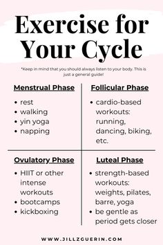 Cycle Tracking Workouts, Fitness During Period, Womens Cycle Workout, Exercise During Period Menstrual Cycle, Period Health Menstrual Cycle, Cycle Phases Workout, Exercising With Your Cycle, Workouts For Menstrual Phase, Workout With Cycle