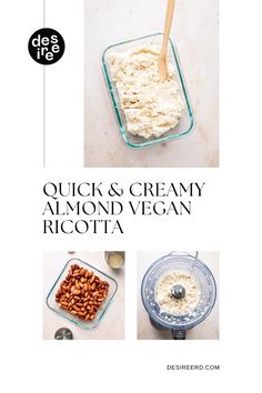 the recipe for quick and creamy almond vegan ricotta