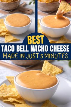 the best taco bell nacho cheese made in just 5 minutes is served with tortilla chips