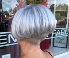 Short Hairstyles That Are Always in Style Grey Haircuts, Micro Bob, Short Stacked Bob Hairstyles, Shaved Bob, Bowl Haircuts, Wedge Hairstyles, Stacked Bob Hairstyles, Stacked Bob, Shaved Nape