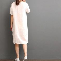 White linen dresses summer casual dress shift sundressThis dress is made of cotton linen fabric, soft and breathy, suitable for summer, so loose dresses to make you comfortable all the time.Measurement: One Size: length 91cm / 35.49" Bust 97cm / 37.83" Shoulder 128cm / 49.92" Waist 65cm / 25.35" Sleeve Length 128cm / 49.92" Armhole 40cm / 15.6" Cuff 40cm / 15.6"Materials used: linenPayment: We accept payment by paypal and credit card. if you would like to pay by credit card, please choose paymen Linen Solid Color Dress For Day Out, Relaxed Fit Solid Color Linen Dress, Solid Color Linen Dress For Daywear, Linen Dress For Daywear, White Solid Color Midi Dress For Daywear, Beach Shift Midi Dress In Solid Color, Spring Linen Dress With Relaxed Fit, Spring Relaxed Fit Solid Linen Dress, Spring Relaxed Fit Solid Color Linen Dress