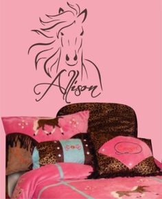 a wall decal with a horse on it's face and the word algon