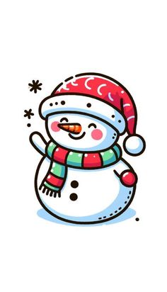 a snowman wearing a santa hat and scarf