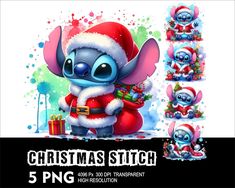 the christmas stitch character is wearing a santa hat