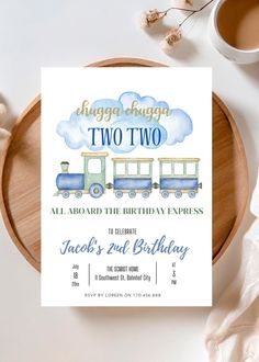 a birthday card with a train on it