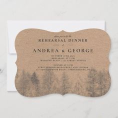 the rustic forest wedding reception card