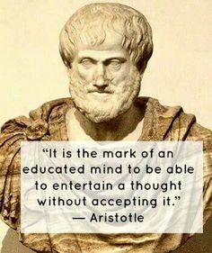 a statue with a quote on it that reads,'it is the mark of an education mind to be able to entertain a thought without accepting it