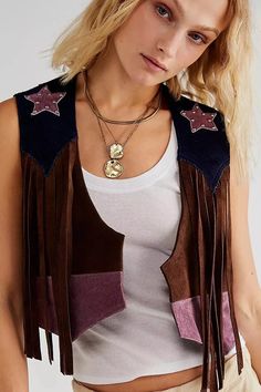 Free People American Woman Vest Size L | eBay Western Vest, Woman Vest, Fringe Vest, Free People Jacket, American Woman, American Women, Womens Vest, Boho Outfits, New Color