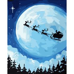 a painting of santa's sleigh in the sky