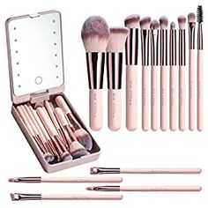 Eye Shadows Makeup Set with LED light Mirror 14 Pcs Pink Led Light Mirror, Light Mirror, Eye Shadows, Makeup Set, Travel Makeup, Makeup Brush Set, Makeup Brush, Brush Set