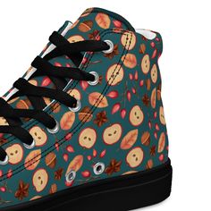 Kick off the fall season with these charming high top canvas shoes, featuring a playful blend of autumn apples and acorns! Treat your feet with care as you step into cozy, crisp days in style. These classic kicks are the perfect addition to your wardrobe for all your autumn adventures! * 100% polyester canvas upper side * Ethylene-vinyl acetate (EVA) rubber outsole * Breathable lining, soft insole * Faux leather toe cap * Padded collar, lace-up front Important: This product is available in the f Autumn Apples, Autumn Adventures, Autumn Shoes, Fall Apples, Fall Shoes, Shoes Womens, Canvas Shoes, Fall Season, Womens Shoes Sneakers