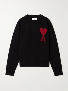 This 'ADC' sweater is intarsia-knitted with AMI PARIS' signature heart emblem at the chest. Spun from wool, it has dropped shoulders highlighted by raised seams and ribbed trims. It'll pair nicely with so much in your wardrobe. <br><br>This product supports best practice in Animal Welfare. Find out more about NET SUSTAIN <a href="https://www.net-a-porter.com/en-gb/campaigns/net-sustain">here.</a> Net Sustain, Heart Sweater, Paris Woman, Fire Fits, Ami Paris, Best Practice, Animal Welfare, Fall Style