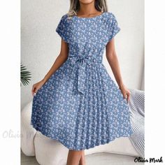 Olivia Mark - Flowy Wrap Dress with Floral Accents Midi Gowns, Long Sleeve Wrap Dress, Wrap Around Dress, Party Dress Long Sleeve, Printed Wrap Dresses, Long Sleeve Short Dress, Floral Print Maxi Dress, Crewneck Dress, Evening Outfits