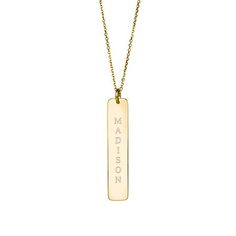 Vertical Name Bar Pendant in Gold Vermeil | Eve's Addiction® Coordinates Jewelry, Vertical Bar Necklace, Family Tree Necklace, Bar Jewelry, Necklace For Her, Bar Gifts, Gold Bar Necklace, Photo Pendant, Monogram Jewelry