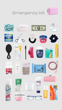 Schul Survival Kits, Middle School Essentials, Road Trip Kit, School Emergency Kit, School Backpack Essentials, Pretty School Supplies, School Survival Kits, School Bag Essentials, Backpack Essentials