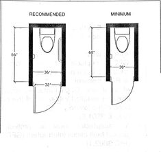 a drawing of a bathroom with three stalls and two toilets, each with their own door open