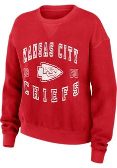 Kansas City Chiefs WEAR by Erin Andrews Crew Sweatshirt Womens Black Vintage Long Sleeve Collegiate Long Sleeve Graphic Sweater, Graphic Print Long Sleeve Sweatshirt For Sports Season, Collegiate Long Sleeve Sweater With Graphic Print, Long Sleeve Graphic Print Sweats For Sports Season, Collegiate Winter Sweatshirt With Graphic Print, Long Sleeve Letter Print Sweater For Sports Season, Sports Season Letter Print Long Sleeve Sweater, Collegiate Winter Sweater With Graphic Print, Collegiate Winter Sweatshirt With Text Print