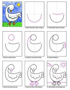 how to draw a cartoon duck step by step instructions for kids and beginners with pictures